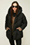 Women's Black Fiber Hooded Windproof Puffer Winter Jacket - 3