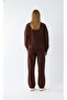 Women's Oversized Sweatshirt Brown – Crew Neck, 3 Thread Ş Fleece-Lined Fleece - 3