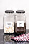 2 Pieces Glass Jar with Metal Lid Tea & Sugar Storage Jar with Labels Storage Container 3 Lt