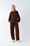 Women's Oversized Sweatshirt Brown – Crew Neck, 3 Thread Ş Fleece-Lined Fleece