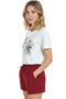 Women's White Relaxed Fit 100% Cotton T-Shirt – Linear Drummer & Cityscape Printed - 2