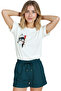 Women's White Relaxed Fit 100% Cotton T-Shirt – Abstract Eye & Scribble Printed - 4