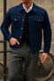 Men's Trend Comfort Casual Slim Fit Navy Blue Denim Jacket - 3