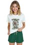 Women's White Relaxed Fit 100% Cotton T-Shirt – Watercolor Ferris Wheel Printed - 4