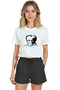 Women's White Relaxed Fit 100% Cotton T-Shirt – Atatürk Signature Style Portrait Printed