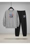 Boy's Sweatshirt - Tracksuit Set Crew Neck Blue Rock B Printed 3 Thread Raised