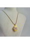 Non-Tarnish Steel Yellow Enamel Pearl Artistic Pop-Up Necklace