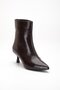 Brown Women's Thin Heeled Boots Wrinkled Patent Leather Pointed Toe - 4