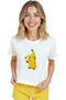 Women's White Relaxed Fit 100% Cotton T-Shirt – Pikachu Cartoon Character Printed - 3