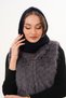 Navy Blue Knitted Shawl with Hood Detail |   Trendy Hooded Scarf - 6