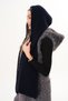 Navy Blue Knitted Shawl with Hood Detail |   Trendy Hooded Scarf
