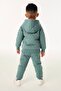 Boy's Cotton Quilted Hooded Tracksuit Set - Green Beige Color - 3