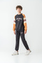 Long Beach Printed Top Sweat Sleeves Paneled Boys Bottom Top Tracksuit Set - 2