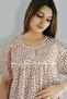 Printed Cotton Pink Nighty - Round Lace Neck - 3
