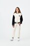 Collar Ribbed Front Embroidered Bottom Embroidered Girls' College Tracksuit Set