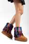 Tan Suede Inside and Outside Fur Thick Sole Women's Winter Boots - 5