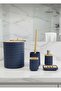 Olivia 5 Piece Navy Blue Modern Acrylic Bathroom Set with Bamboo Lid