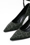 Leopard Patterned Ankle Strap Pointed Toe Women's Stiletto Shoes with Tie-Up Heels - 5