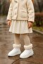 Girls' Extra Lightweight, Flexible and Soft White Color Rain Boots with Fur Inside