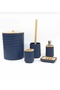 Olivia 5 Piece Navy Blue Modern Acrylic Bathroom Set with Bamboo Lid - 2