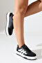 Women's Black and White Thick Sole Sneaker |   Casual and Stylish Walking Sneakers - 4