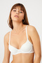 Patterned Ecru Underwire Padded Corded Fabric Bra Set - 5