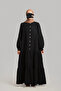 Half Buttoned Muslin Dress Black