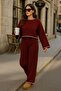 Piped Relaxed Fit High Waist Pants Crop Sweater Luxury Two-Piece Set - 2