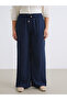 Elastic Waist Textured Wide Leg Women's Trousers - 3