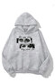 'You Can'T Lie' Printed Women/Men Unisex Oversized Hooded 3-Thread Black-Grey Sweatshirt