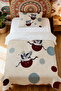 100% Cotton Polka Dot Stork Patterned Single Bedspread Set - 2
