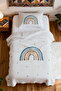 100% Cotton Blue Rainbow Patterned Single Bedspread Set - 4