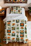 100% Cotton Vintage Post Garden Patterned Single Pike Set - 4