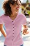 Creatiol L V-Neck Buttoned Corded Fabric Viscose Tshirt