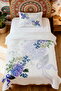 100% Cotton Purple Lilac Patterned Single Bedspread Set - 2
