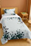 100% Cotton Green Black Leaf Patterned Single Bedspread Set