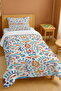 100% Cotton Turquoise Orange Ikat Motif Patterned Single Bedspread Set