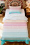 100% Cotton Sunset Pastel Stripes Patterned Single Pique Set - 2