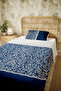 100% Cotton Palace Blue Patterned Single Coverlet Set - 5