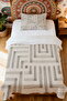 100% Cotton Geometric Line Patterned Single Pike Set - 2