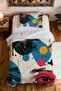 100% Cotton Charcoal Eyes Patterned Single Pique Set - 4