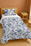 100% Cotton Midnight Blue Spring Patterned Single Pique Set