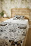 100% Cotton Monochrome Botanical Butterfly Patterned Single Pique Set - 5