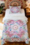100% Cotton Winter Garden Mandala Patterned Single Bedspread Set - 2