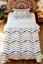 100% Cotton Navy Blue Yellow Watercolor Zigzag Patterned Single Pike Set - 2