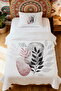100% Cotton Pink Gray Geometric Bohemian Leaves Patterned Single Pike Set - 2