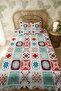 100% Cotton Red Tones Tile Patterned Single Pike Set - 3