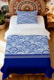 100% Cotton Navy Blue Seashells Patterned Single Pike Set - 2