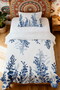 100% Cotton Blue Pendulum Leaves Patterned Single Pike Set - 2