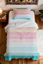 100% Cotton Sunset Pastel Stripes Patterned Single Pique Set - 4